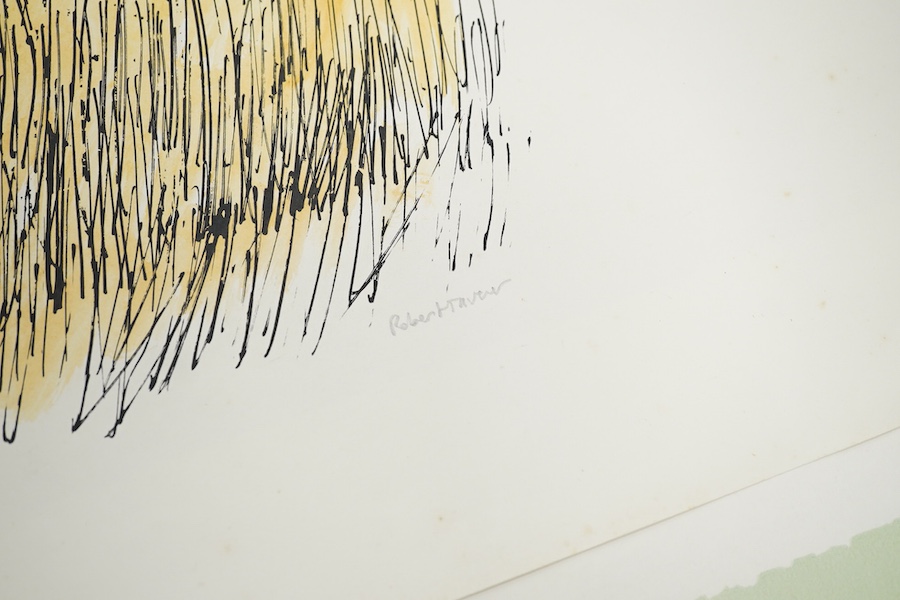 Robert Tavener (1920-2004), two artist proof prints, ‘Sussex barn and cliffs’ and ‘Winter Paddock’, each signed in pencil, largest 56 x 68cm, unframed
